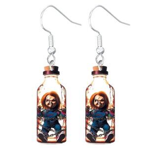 5d chucky horror character earrings